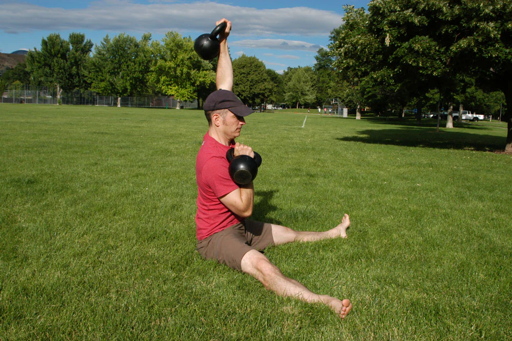 Z Saw Kettlebell Press Side view Nick Collias